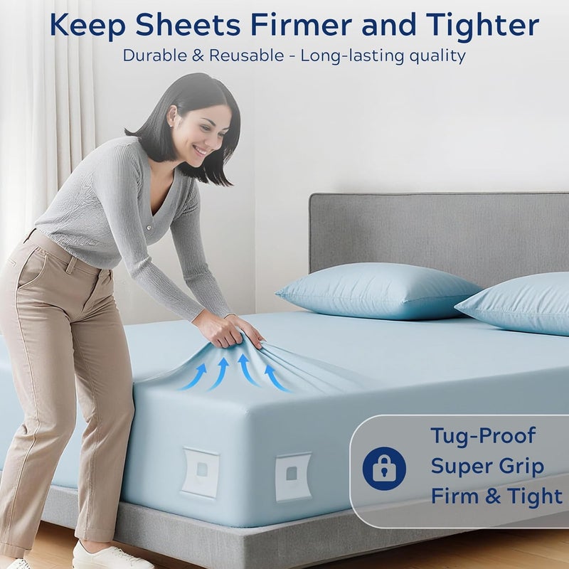 Pepisk Upgrade Bed Sheet Holders for Corners: 4Pcs Fitted Lock Sheet Holders Keep Sheets Firm & Tight, Heavy Duty Bed Sheet Clips, with Clip Easy to Install for All Mattress Sizes - No More Loose Sheets - Image 3